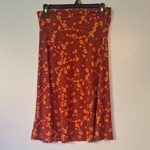 LuLaRoe A-Line Skirt with Red and Yellow Floral Design